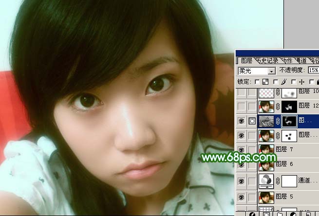 Photoshop 轻微偏蓝的人物照片磨皮及美化