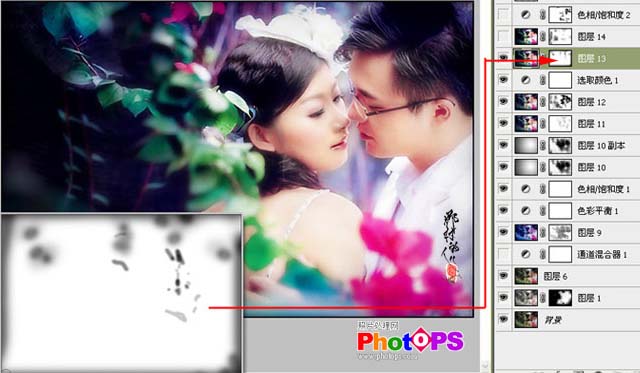 Photoshop 调出情侣照片浪漫的紫色调
