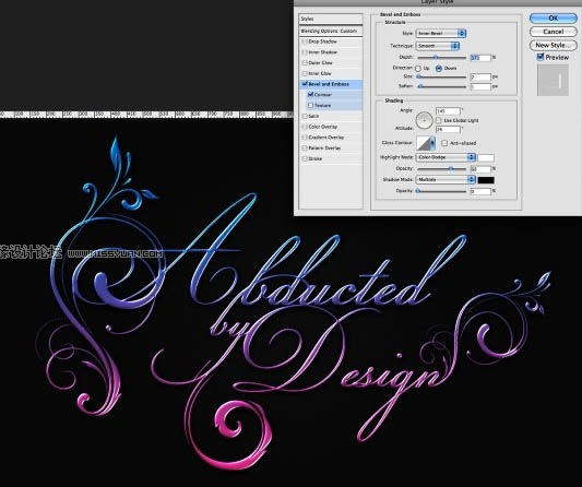 Photoshop 梦幻的水晶花纹艺术字