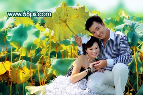 Photoshop 调出情侣照片淡淡的青灰色