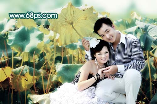 Photoshop 调出情侣照片淡淡的青灰色