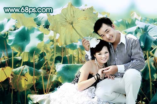 Photoshop 调出情侣照片淡淡的青灰色