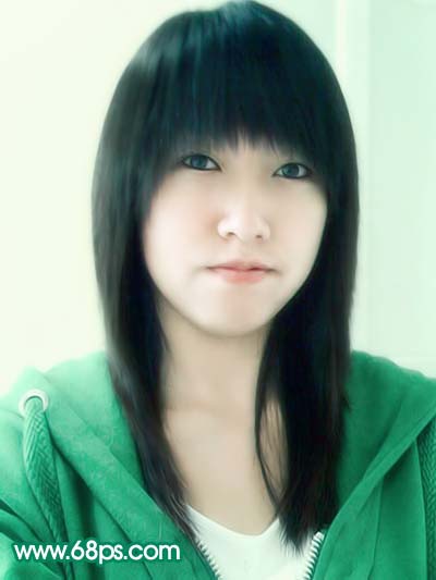 photoshop 人物照片转成轻微的淡绿色仿手绘效果