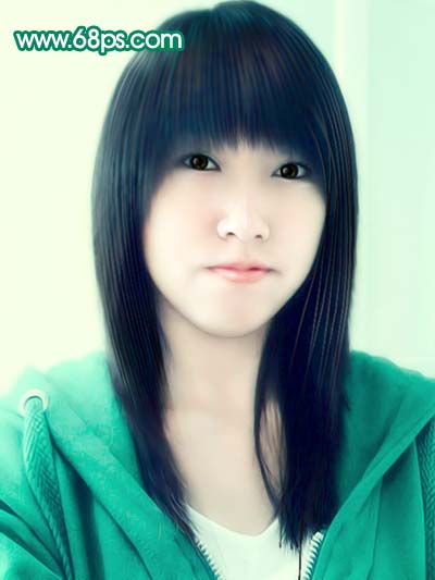 photoshop 人物照片转成轻微的淡绿色仿手绘效果