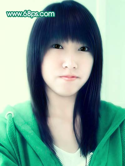 photoshop 人物照片转成轻微的淡绿色仿手绘效果