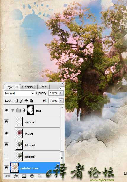 photoshop 合成疯狂的水彩画