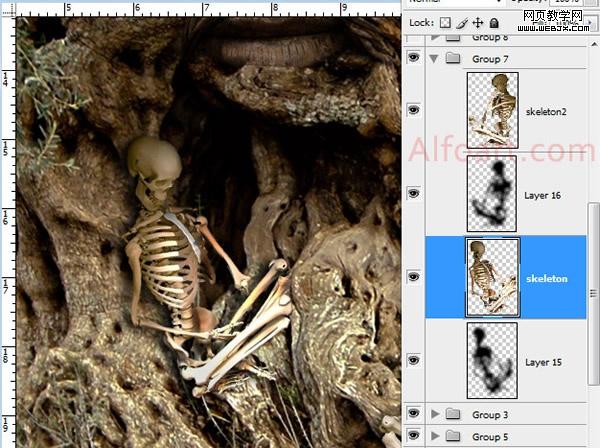 photoshop 合成恐怖的树怪