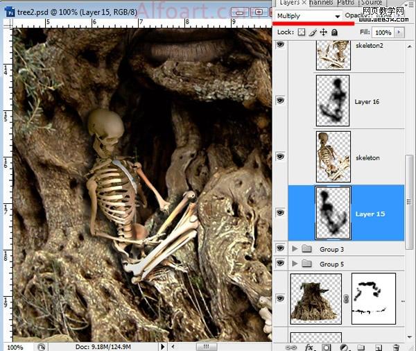 photoshop 合成恐怖的树怪