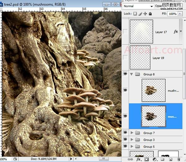 photoshop 合成恐怖的树怪