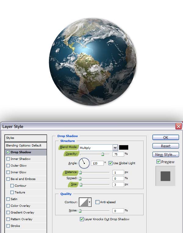 Photoshop cs4自带的3D工具制作逼真的地球