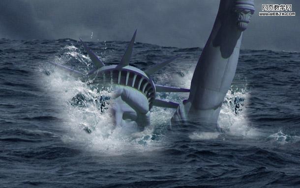 photoshop 合成科幻的洪水淹没地球