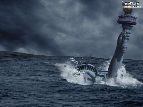 photoshop 合成科幻的洪水淹没地球