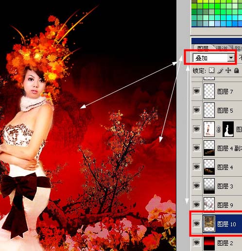 Photoshop 打造亮丽的红色古典美女写真