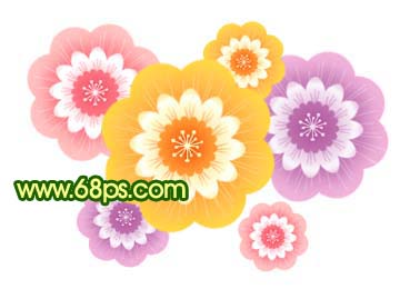 Photoshop 非常漂亮的卡通小花朵