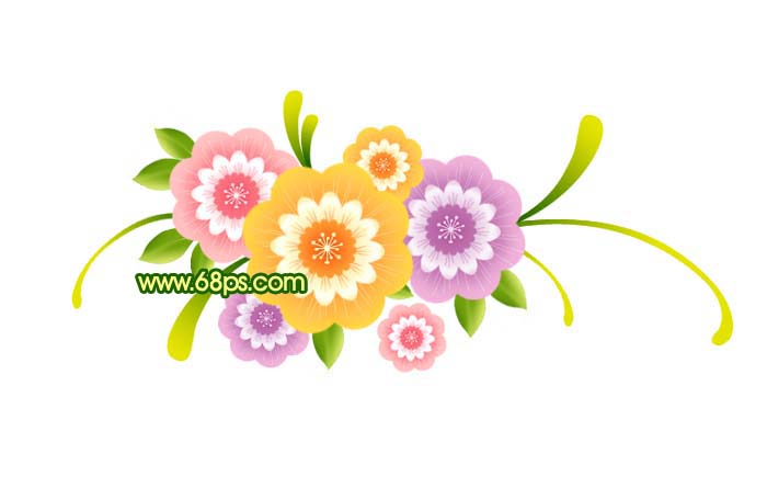 Photoshop 非常漂亮的卡通小花朵