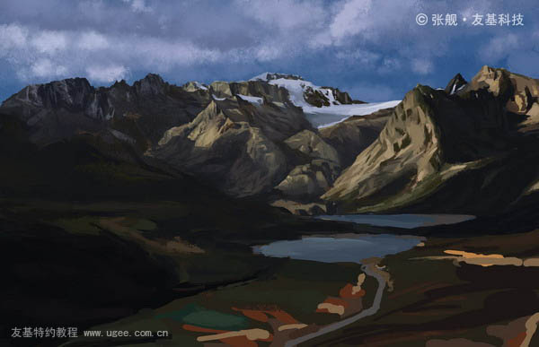 photoshop 临摹一张漂亮的雪山图片