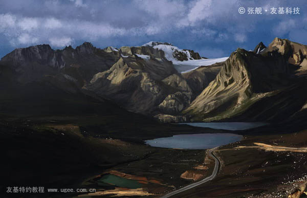 photoshop 临摹一张漂亮的雪山图片