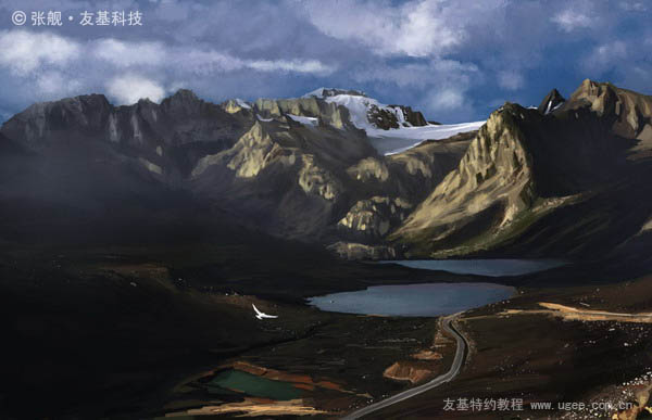 photoshop 临摹一张漂亮的雪山图片