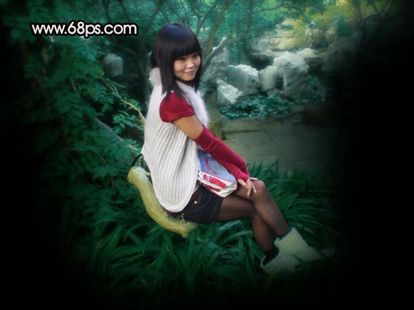 Photoshop 人物图片可爱的暗红色