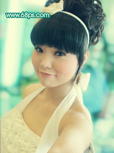 Photoshop 人物照片粉嫩的淡青色