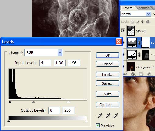 photoshop 合成带有骷髅头像的烟雾
