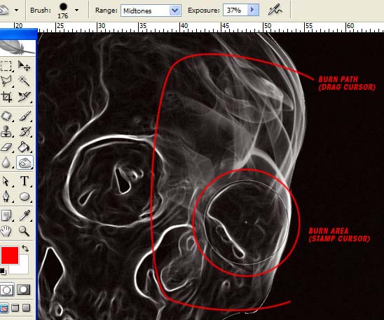 photoshop 合成带有骷髅头像的烟雾