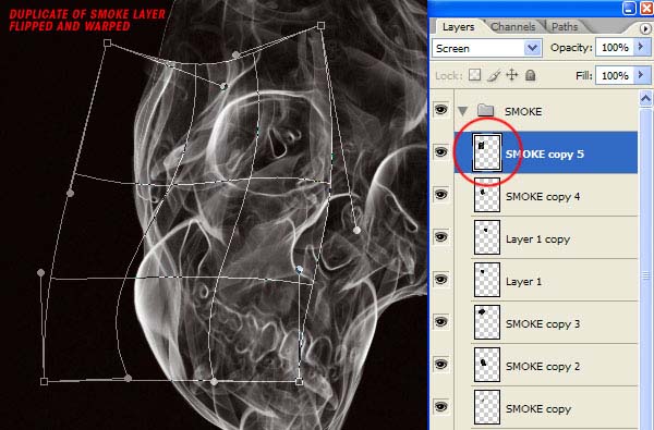 photoshop 合成带有骷髅头像的烟雾