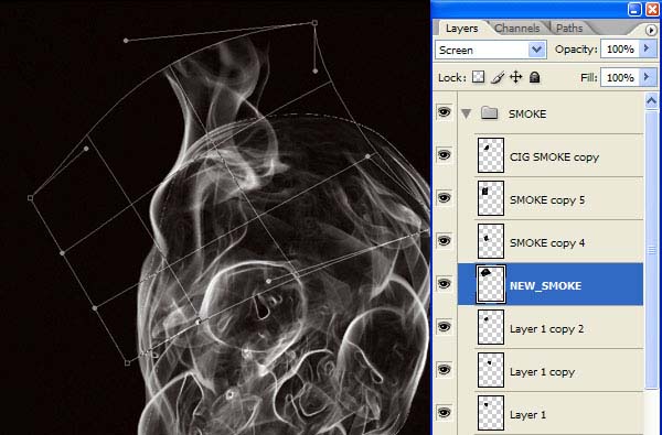 photoshop 合成带有骷髅头像的烟雾