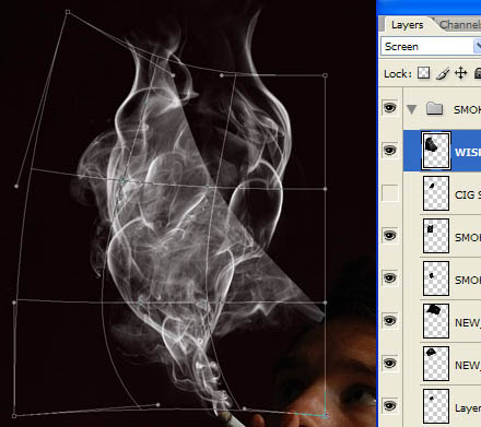 photoshop 合成带有骷髅头像的烟雾