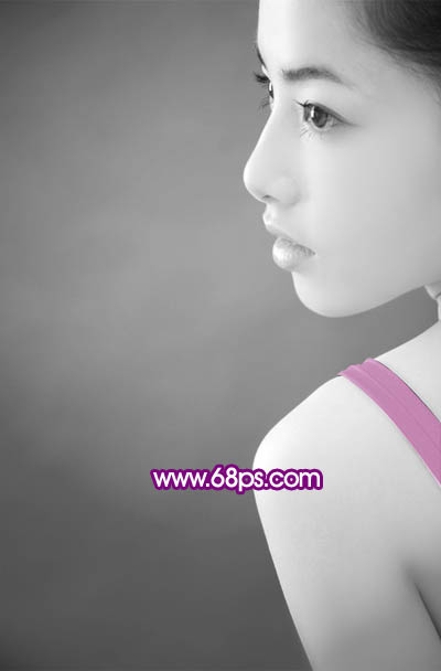 Photoshop 调出人物照片纯美的紫色调
