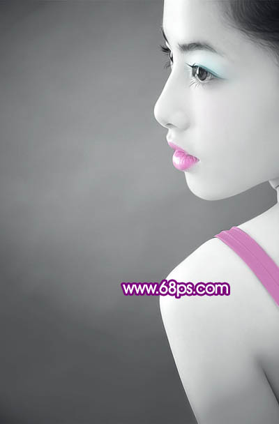 Photoshop 调出人物照片纯美的紫色调