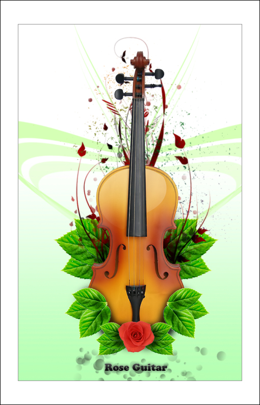 photoshop 用玫瑰装饰吉它效果