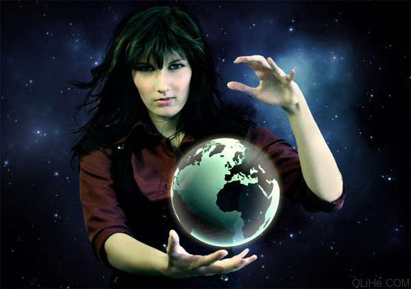 photoshop 合成玩转地球的女魔法师