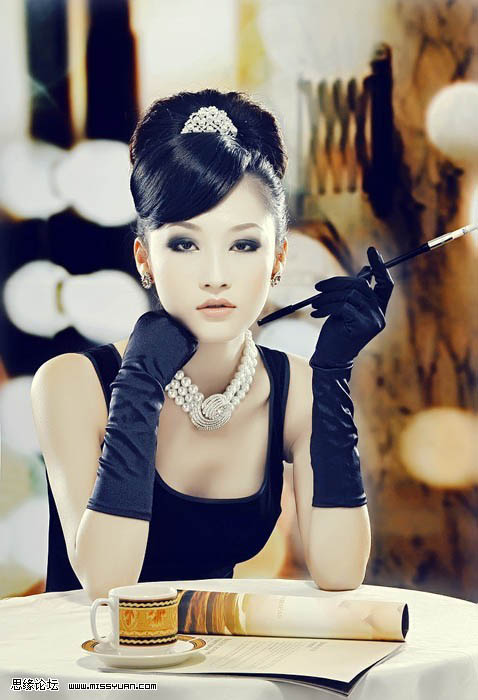 Photoshop 打造陈旧的淡黄色美女图片