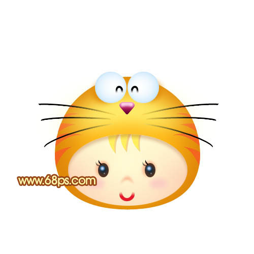 Photoshop 可爱的卡通女孩头像表情