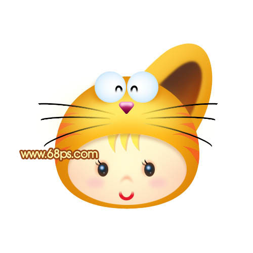 Photoshop 可爱的卡通女孩头像表情