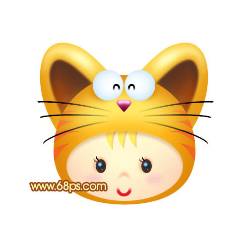 Photoshop 可爱的卡通女孩头像表情