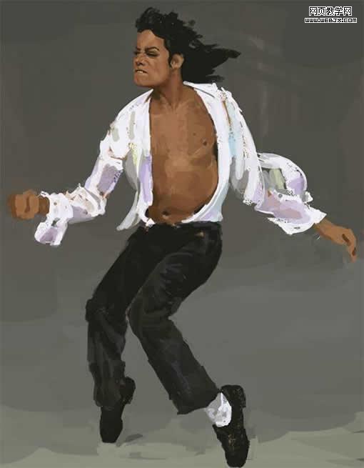 photoshop 鼠绘一张MJ的经典舞步油画