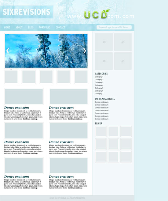 Photoshop 绘制冬季气息风格网站首页