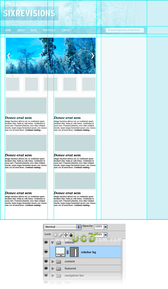 Photoshop 绘制冬季气息风格网站首页