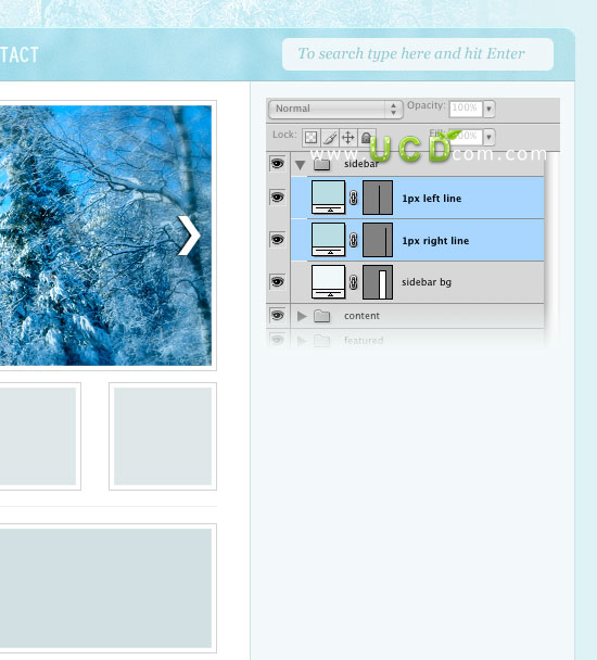Photoshop 绘制冬季气息风格网站首页