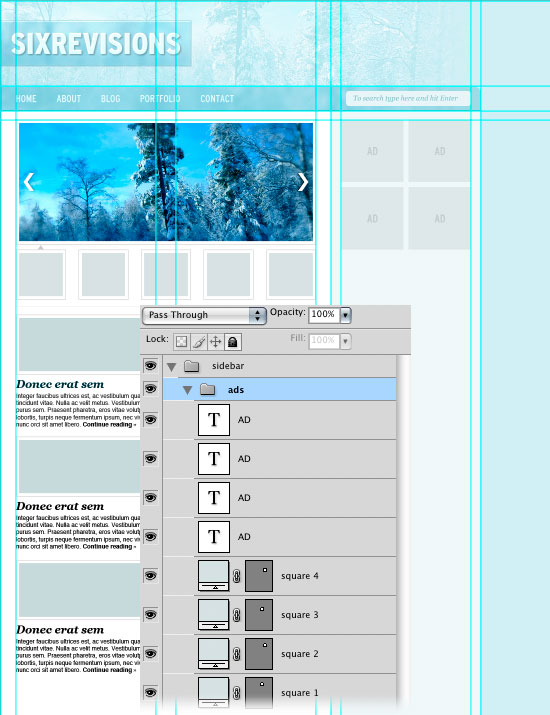Photoshop 绘制冬季气息风格网站首页