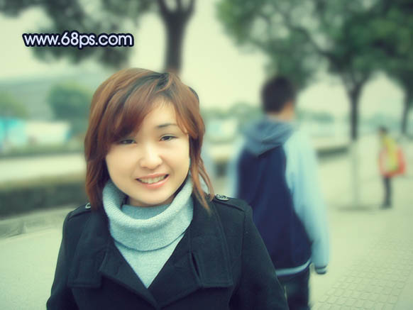 Photoshop 柔美的青黄色外景照片