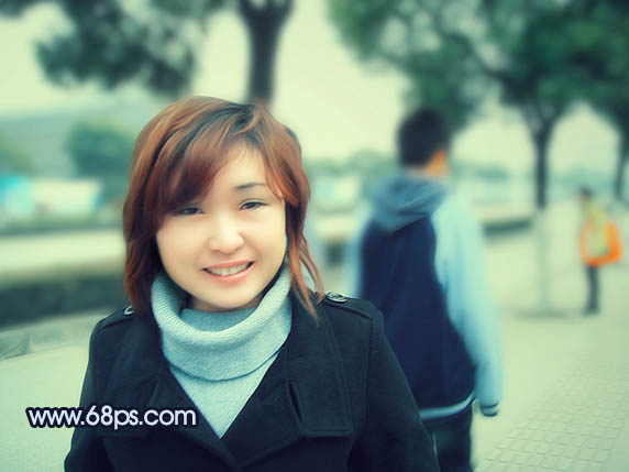 Photoshop 柔美的青黄色外景照片