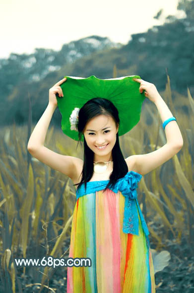 Photoshop 古典的暗黄色外景照片