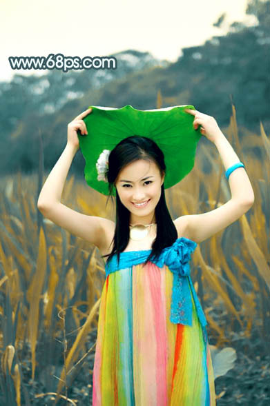 Photoshop 古典的暗黄色外景照片