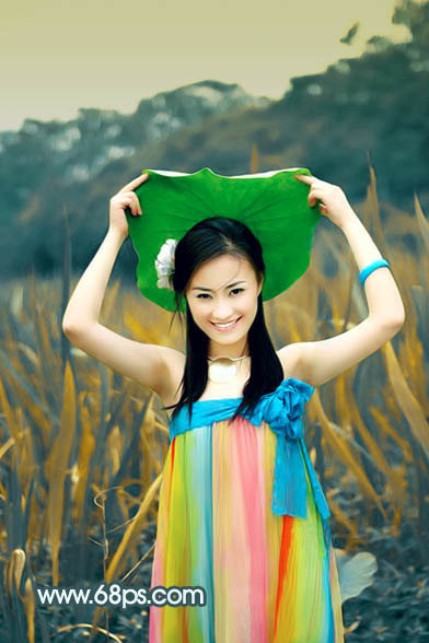 Photoshop 古典的暗黄色外景照片