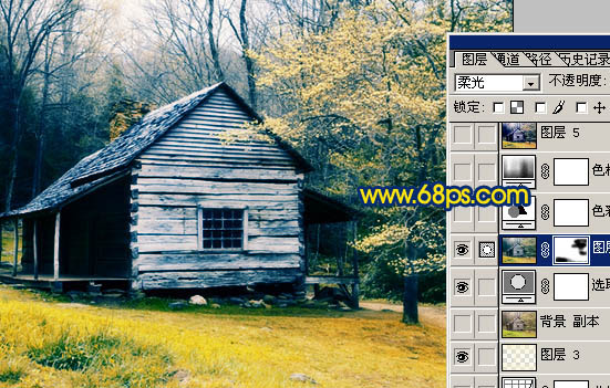 Photoshop 风景照片柔美的橙蓝色