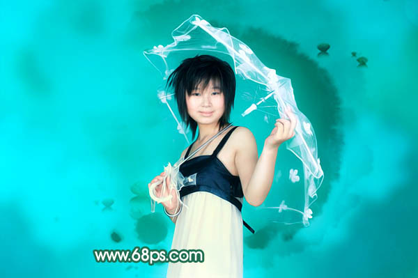 Photoshop 给人物照片加上淡淡的水墨背景