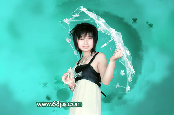 Photoshop 给人物照片加上淡淡的水墨背景